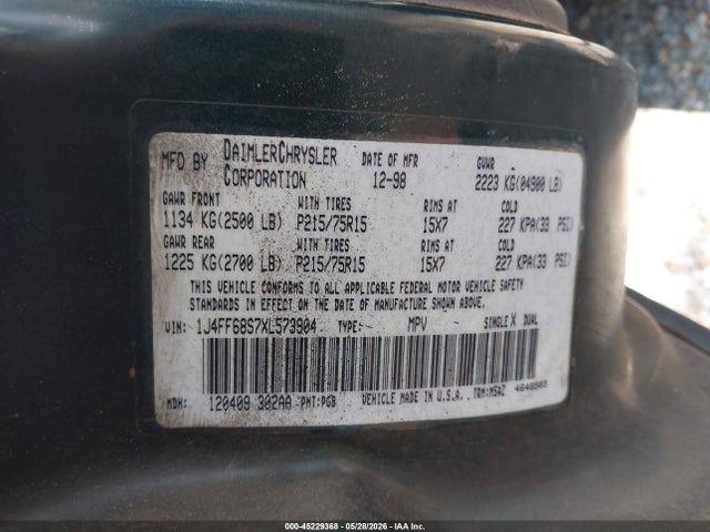 Продаж на аукціоні авто 1999 Jeep Cherokee Classic/sport, vin: 1J4FF68S7XL573904, номер лоту: 45229368