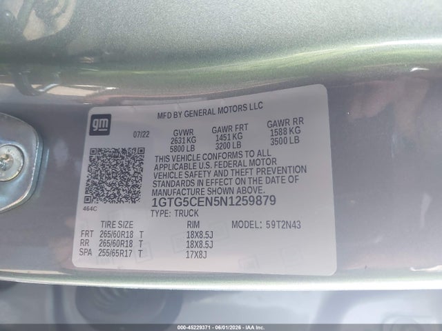 GMC Canyon 2wd Short Box Elevation 2022 1GTG5CEN5N1259879 Image 9