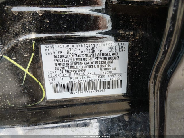 3N1AB8CVXSY409395 Nissan SENTRA SV