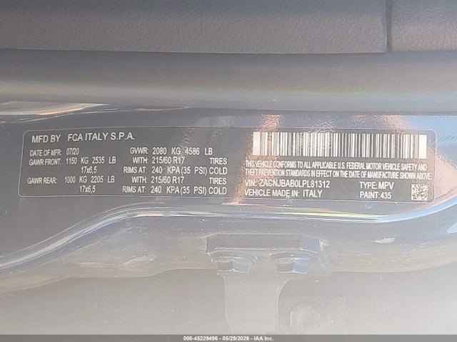 ZACNJBAB0LPL81312 Jeep Renegade Upland 4x4