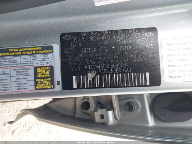 KIA Optima Hybrid Ex 2015 KNAGN4AD4F5085149 Image 9