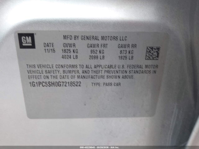 1G1PC5SH0G7218522 Chevrolet Cruze Limited Ls Auto