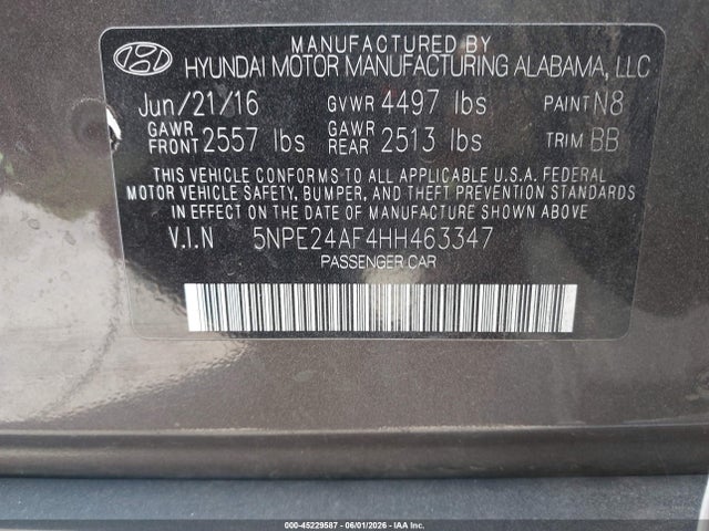 Hyundai Sonata 2017 5NPE24AF4HH463347 Image 9