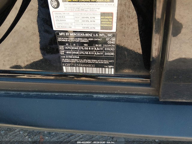 Aukcja sprzedaży 2009 Mercedes-benz Gl 450 4matic, vin: 4JGBF71E59A444830, numer aukcji: 45229597