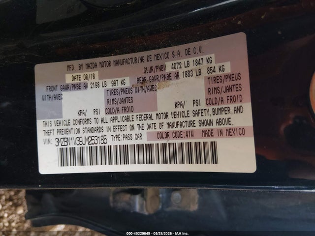 Mazda Mazda3 Touring 2018 3MZBN1V39JM253185 Image 9