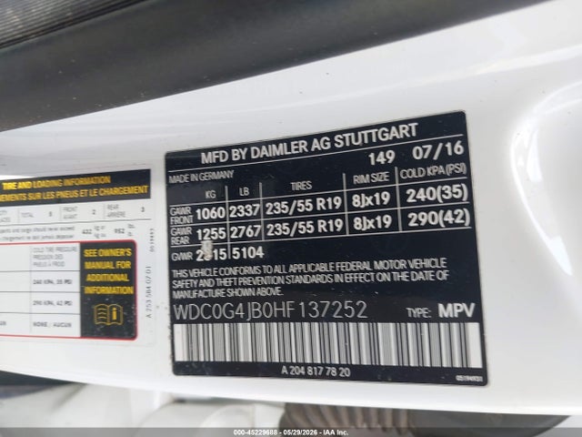 Продажа на аукционе авто 2017 Mercedes-benz Glc 300, vin: WDC0G4JB0HF137252, номер лота: 45229688