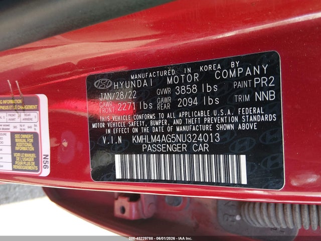Hyundai ELANTRA SEL 2022 KMHLM4AG5NU324013 Image 9
