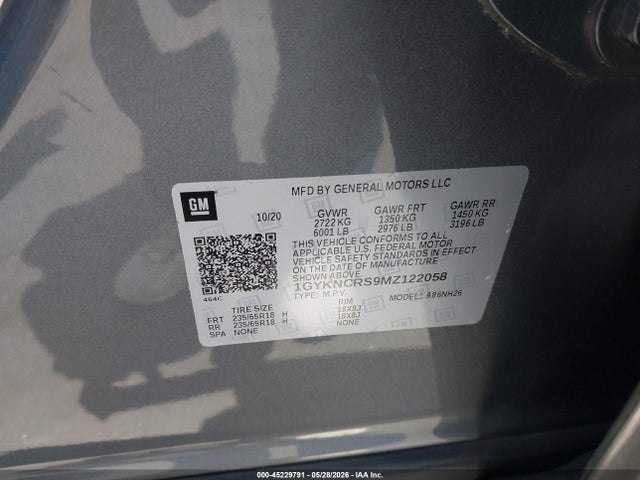 2021 Cadillac Xt5 Fwd Premium Luxury მანქანა იყიდება აუქციონზე, vin: 1GYKNCRS9MZ122058, აუქციონის ნომერი: 45229791