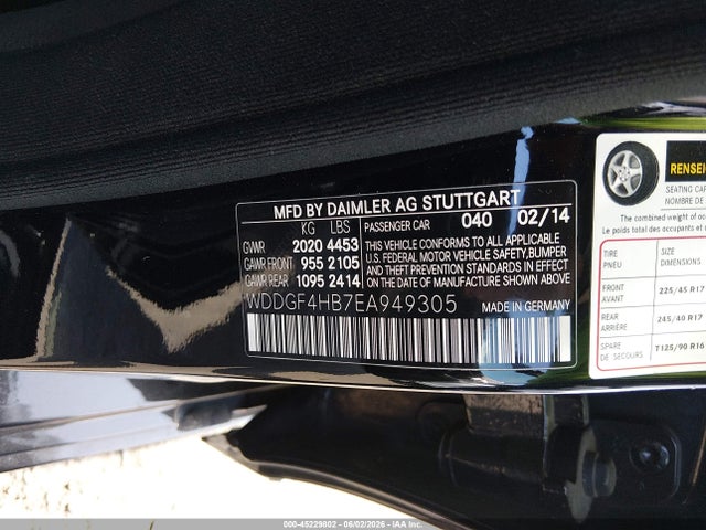 WDDGF4HB7EA949305 Mercedes-Benz C 250 Sport