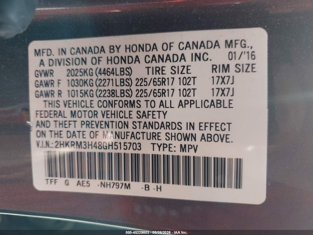 Honda CR-V SE 2016 2HKRM3H48GH515703 Image 9