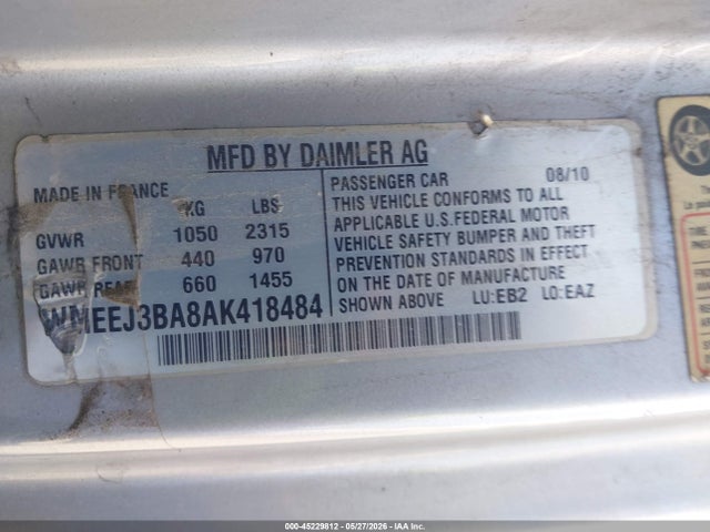Aukcja sprzedaży 2010 Smart Fortwo Passion/pure, vin: WMEEJ3BA8AK418484, numer aukcji: 45229812