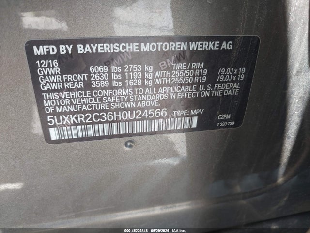 Aukcja sprzedaży 2017 Bmw X5 Sdrive35i, vin: 5UXKR2C36H0U24566, numer aukcji: 45229846