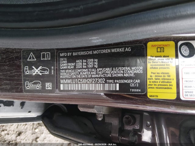 Aukcja sprzedaży 2017 Mini Clubman Cooper, vin: WMWLU1C5XH2F27302, numer aukcji: 45229848