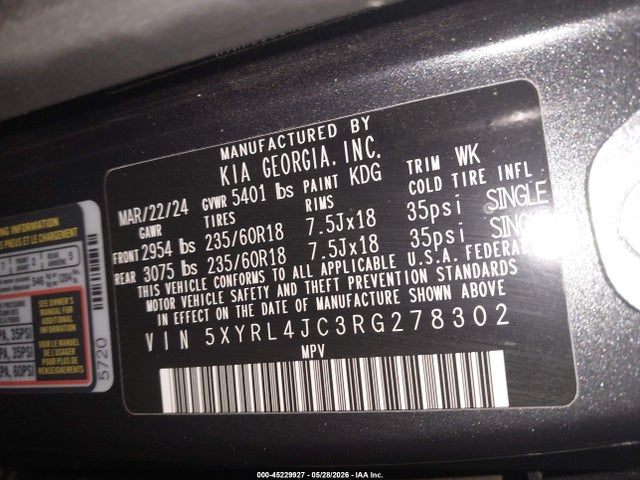 KIA SORENTO S 2024 5XYRL4JC3RG278302 Image 9