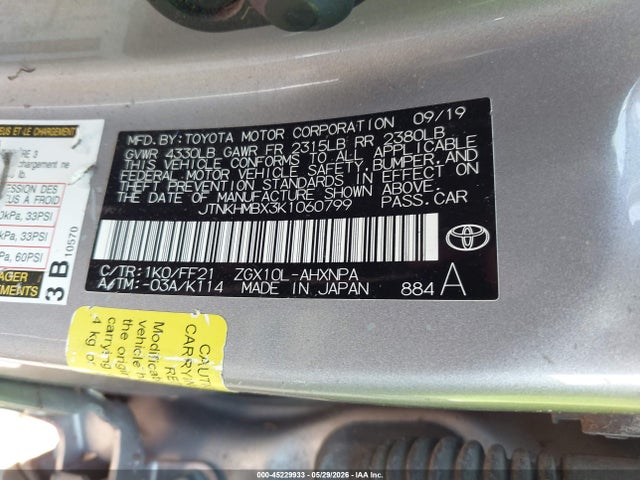 Aukcja sprzedaży 2019 Toyota C-hr Xle, vin: JTNKHMBX3K1060799, numer aukcji: 45229933