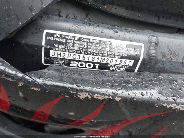 Продаж на аукціоні авто 2001 Honda Cbr600 F4, vin: JH2PC35181M201557, номер лоту: 45229941