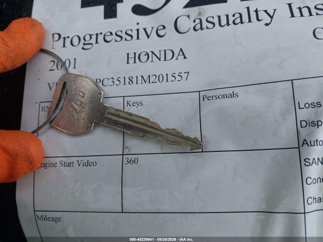 Продаж на аукціоні авто 2001 Honda Cbr600 F4, vin: JH2PC35181M201557, номер лоту: 45229941