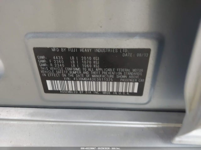 45229967 :رقم المزاد ، 4S3BMBA62E3011325 vin ، 2014 Subaru Legacy 2.5i مزاد بيع