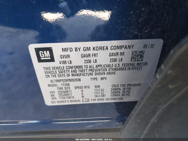 45229968 :رقم المزاد ، KL79MPS26PB052036 vin ، 2023 Chevrolet Trailblazer Fwd Lt مزاد بيع