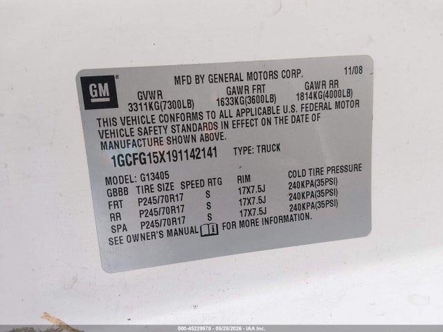 Продаж на аукціоні авто 2009 Chevrolet Express 1500 Work Van, vin: 1GCFG15X191142141, номер лоту: 45229978