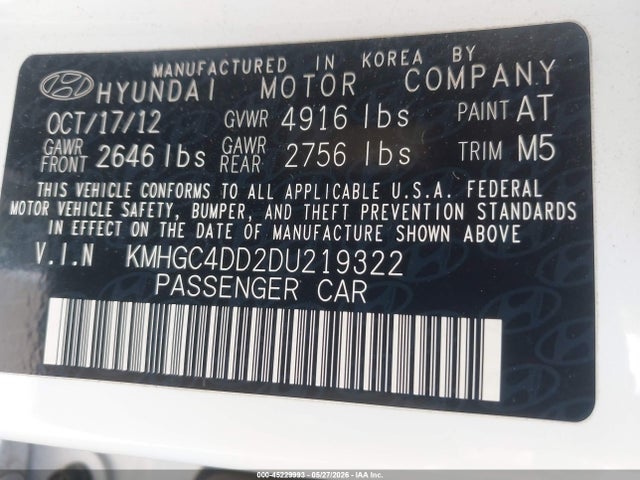 Продаж на аукціоні авто 2013 Hyundai Genesis 3.8, vin: KMHGC4DD2DU219322, номер лоту: 45229993