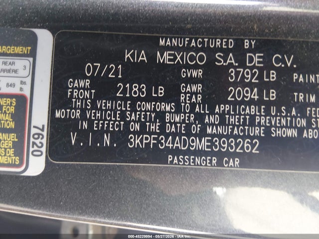 KIA Forte Gt-line 2021 3KPF34AD9ME393262 Image 9