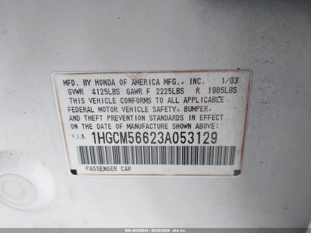 Продажа на аукционе авто 2003 Honda Accord 2.4 Ex, vin: 1HGCM56623A053129, номер лота: 45230043