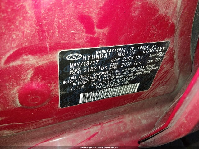 KMHH35LE5JU015307 Hyundai ELANTRA GT