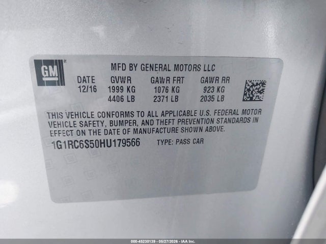 Chevrolet VOLT LT 2017 1G1RC6S50HU179566 Image 9