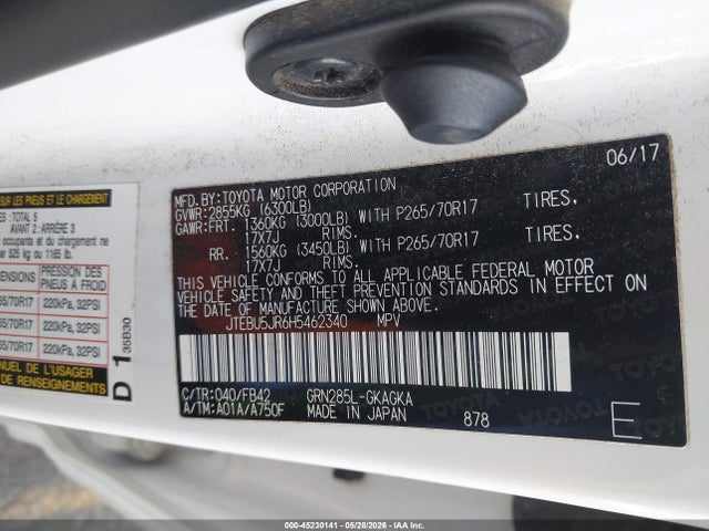 Toyota 4RUNNER SR5 2017 JTEBU5JR6H5462340 Image 9