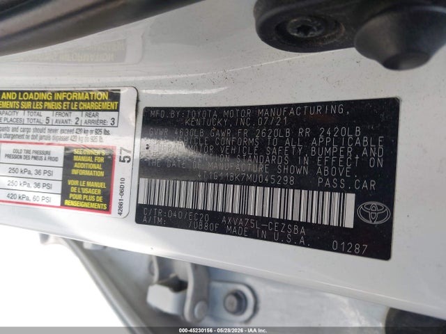 Aukcja sprzedaży 2021 Toyota Camry Se Nightshade Edition Awd, vin: 4T1G11BK7MU045298, numer aukcji: 45230156