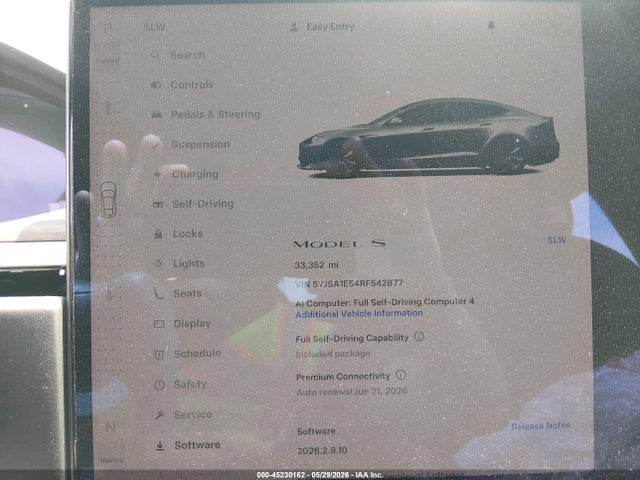 2024 Tesla Model S Long Range მანქანა იყიდება აუქციონზე, vin: 5YJSA1E54RF542877, აუქციონის ნომერი: 45230162