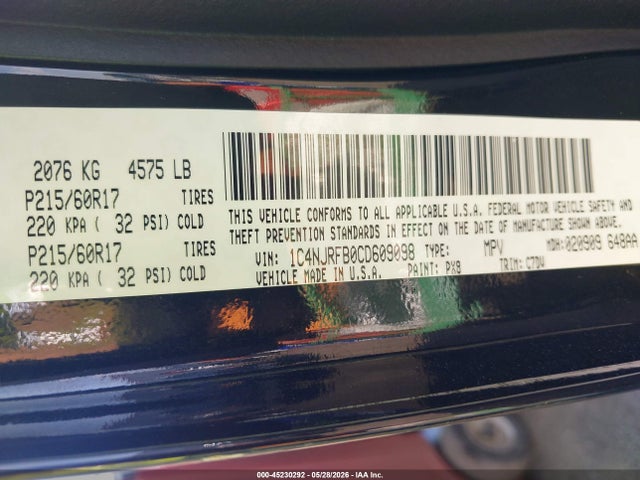 Aukcja sprzedaży 2012 Jeep Patriot Latitude, vin: 1C4NJRFB0CD609098, numer aukcji: 45230292