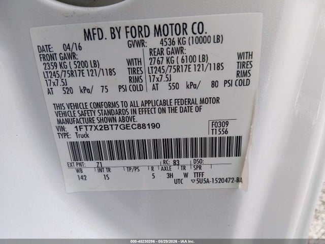 Ford F-250 Xl 2016 1FT7X2BT7GEC88190 Image 9