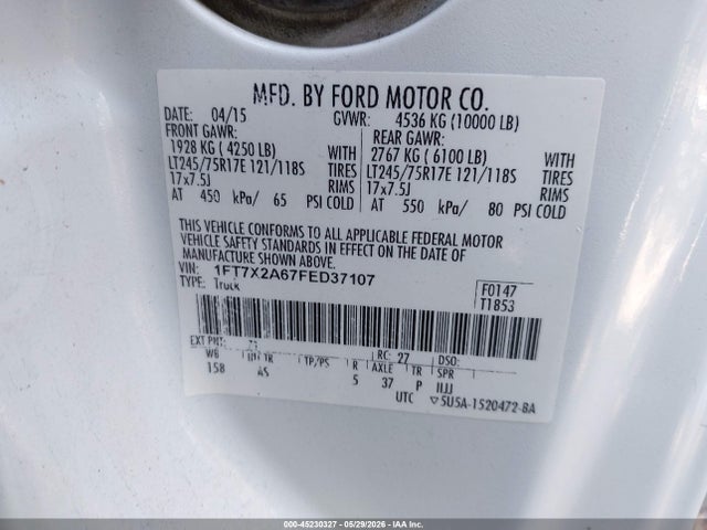 Aukcja sprzedaży 2015 Ford F-250 Xl, vin: 1FT7X2A67FED37107, numer aukcji: 45230327