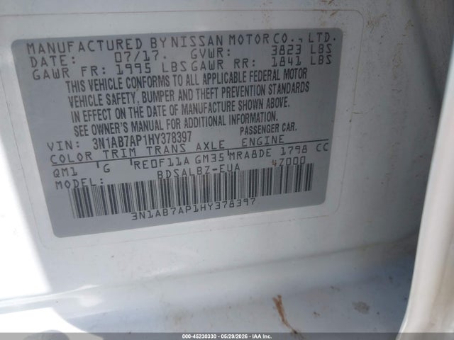 3N1AB7AP1HY378397 Nissan SENTRA S