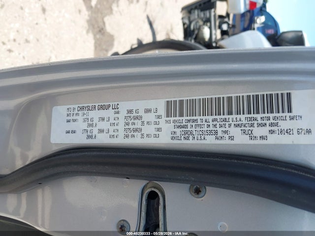 2012 Ram 1500 Slt მანქანა იყიდება აუქციონზე, vin: 1C6RD6LT1CS153538, აუქციონის ნომერი: 45230333
