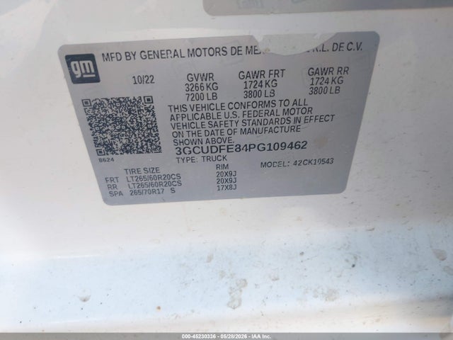 3GCUDFE84PG109462 Chevrolet Silverado 1500 4wd Short Bed Lt Trail Boss