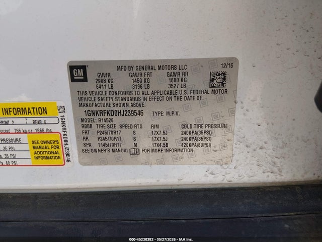 Chevrolet Traverse Ls 2017 1GNKRFKD0HJ239546 Image 9