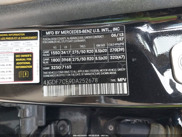 Aukcja sprzedaży 2013 Mercedes-benz Gl 450 4matic, vin: 4JGDF7CE9DA252678, numer aukcji: 45230393