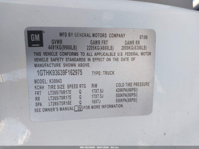 Продаж на аукціоні авто 2009 Gmc Sierra 3500hd Slt, vin: 1GTHK93639F162975, номер лоту: 45230409