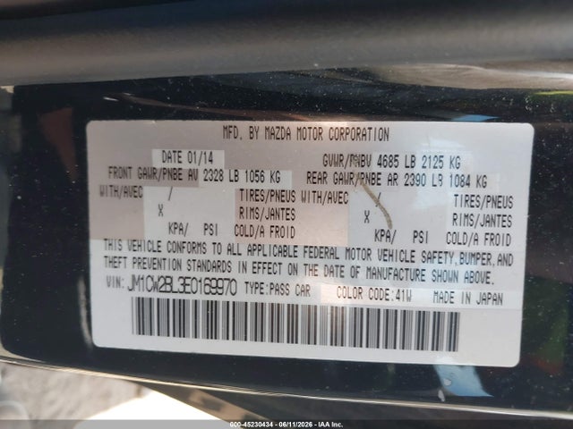2014 Mazda Mazda5 Sport მანქანა იყიდება აუქციონზე, vin: JM1CW2BL3E0169970, აუქციონის ნომერი: 45230434