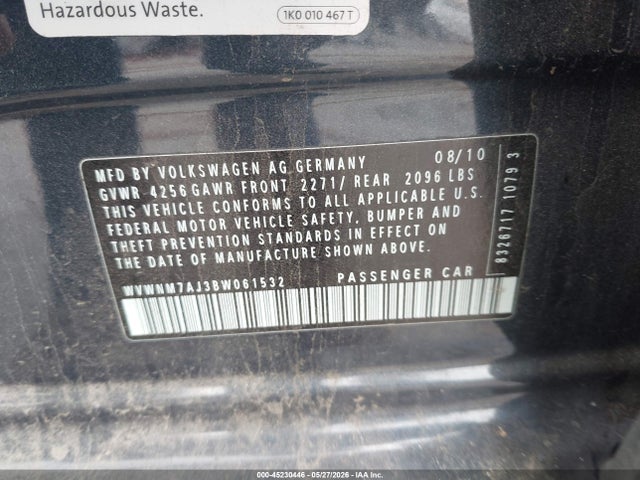 Aukcja sprzedaży 2011 Volkswagen Golf Tdi 4-door, vin: WVWNM7AJ3BW061532, numer aukcji: 45230446