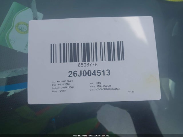 45230449 :رقم المزاد ، 1C3CCBBB6DN639124 vin ، 2013 Chrysler 200 Touring مزاد بيع