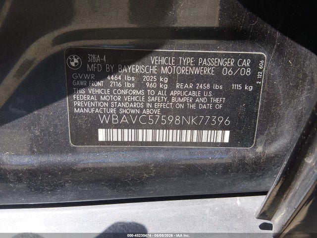 Продаж на аукціоні авто 2008 Bmw 328i, vin: WBAVC57598NK77396, номер лоту: 45230474