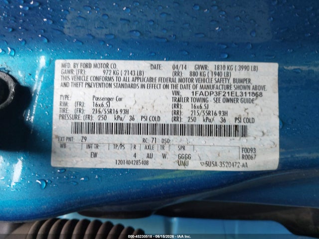 Ford FOCUS SE 2014 1FADP3F21EL311858 Image 9