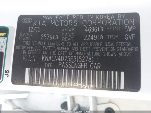 Aukcja sprzedaży 2014 Kia Cadenza Premium, vin: KNALN4D75E5152781, numer aukcji: 45230526