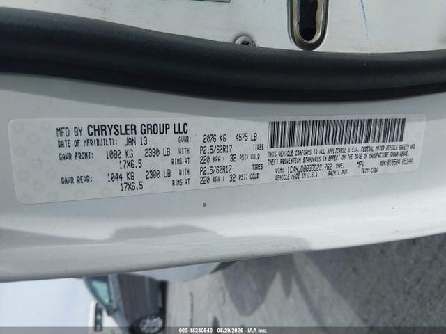 Aukcja sprzedaży 2013 Jeep Compass Sport, vin: 1C4NJDBB9DD231762, numer aukcji: 45230540