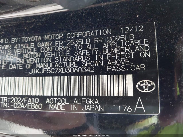 Продаж на аукціоні авто 2013 Scion Tc, vin: JTKJF5C7XD3060342, номер лоту: 45230581
