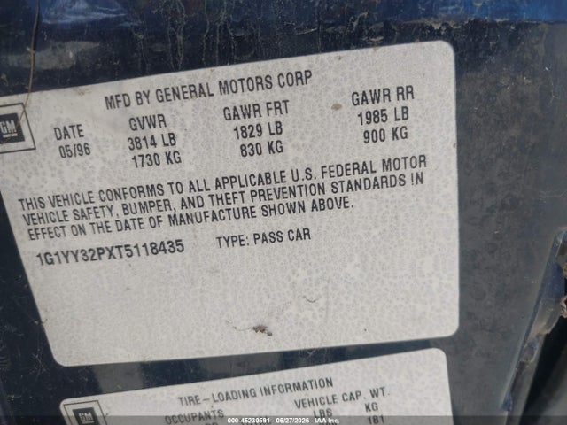 Продаж на аукціоні авто 1996 Chevrolet Corvette, vin: 1G1YY32PXT5118435, номер лоту: 45230591